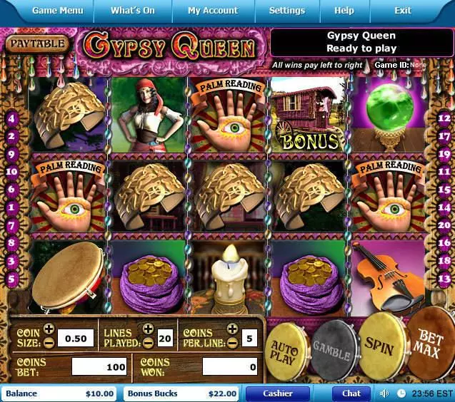 Gypsy Queen Slots made by Leap Frog - Main Screen Reels