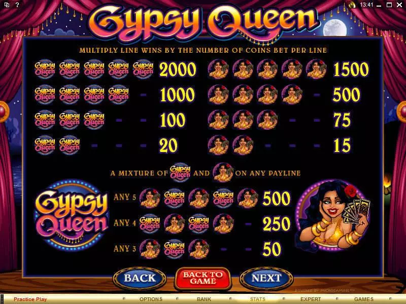 Gypsy Queen Slots made by Microgaming - Info and Rules