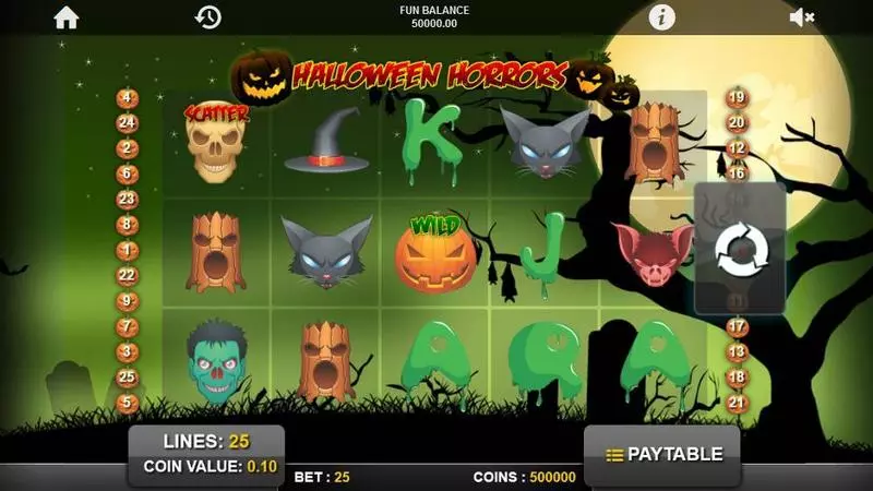 Halloween Horrors Slots made by 1x2 Gaming - Main Screen Reels