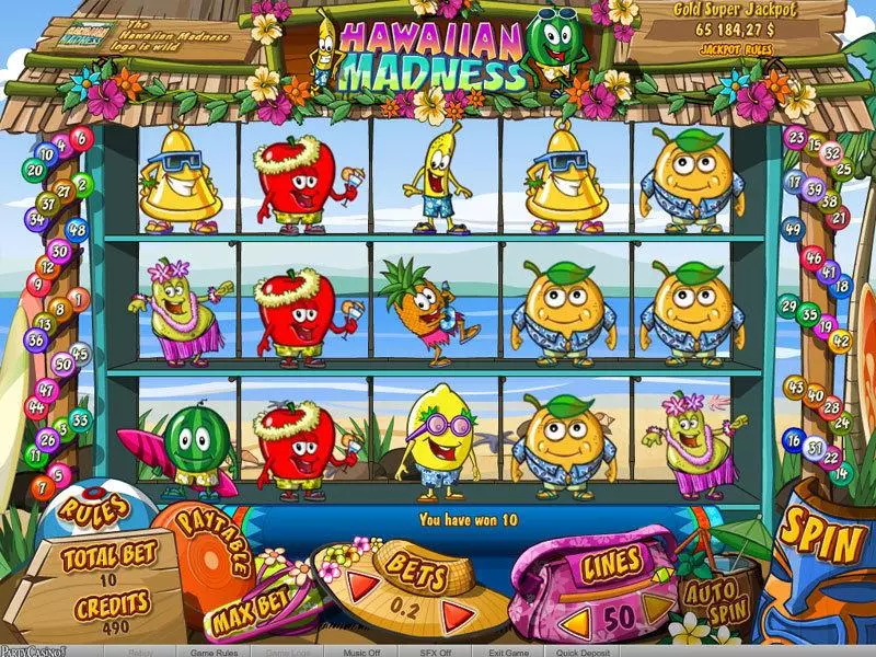 Hawaiian Madness Slots made by bwin.party - Main Screen Reels