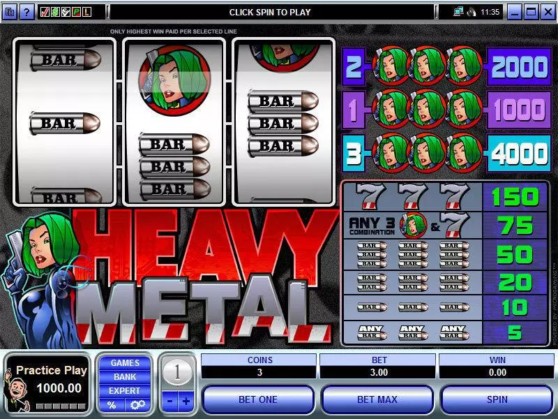 Heavy Metal Slots made by Microgaming - Main Screen Reels