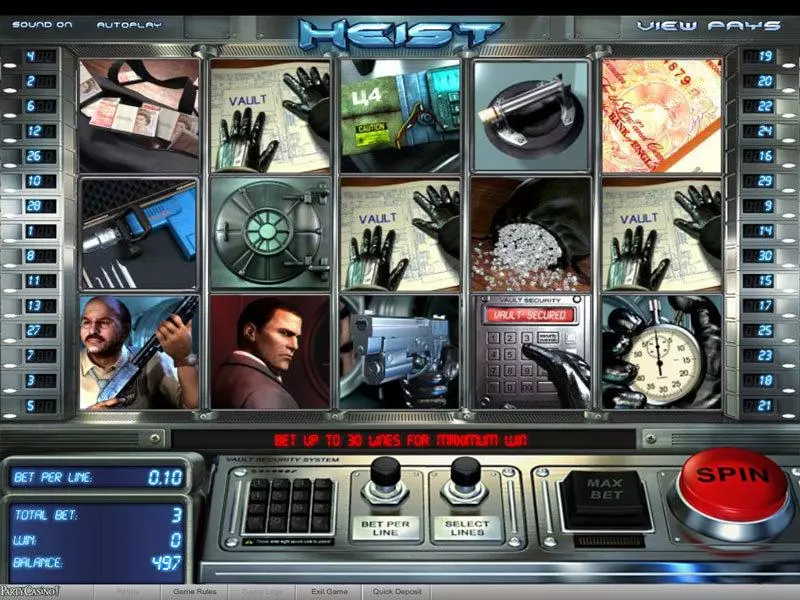 Heist Slots made by BetSoft - Main Screen Reels