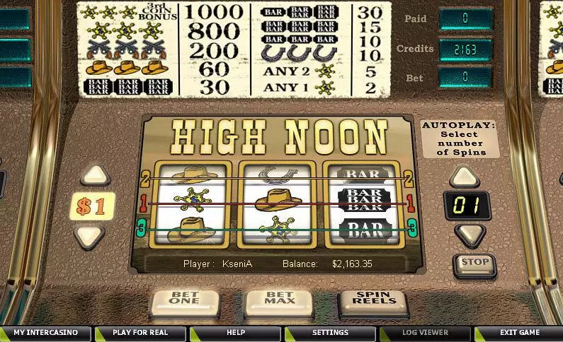 High Noon Slots made by CryptoLogic - Main Screen Reels
