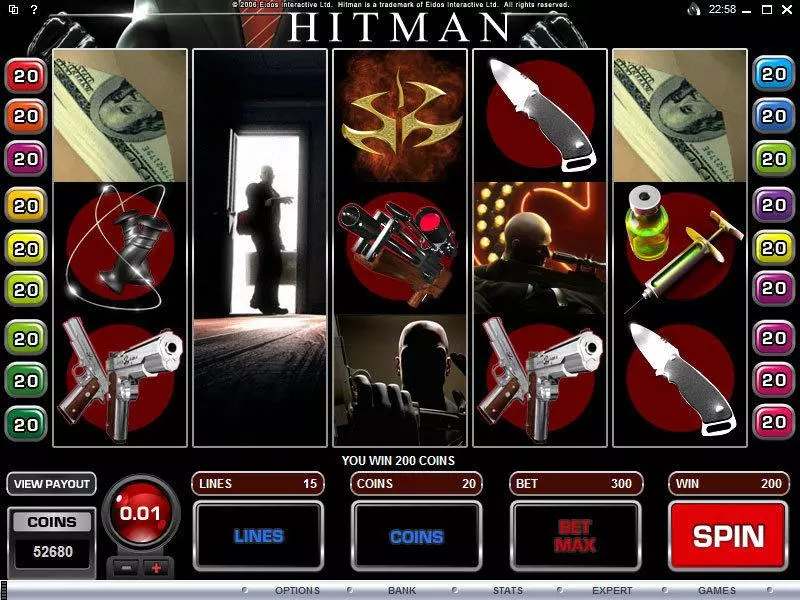 Hitman Slots made by Microgaming - Main Screen Reels