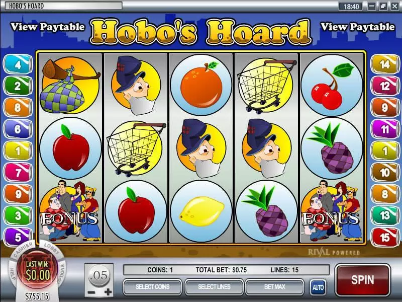 Hobo's Hoard Slots made by Rival - Main Screen Reels