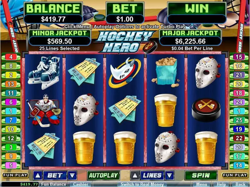 Hockey Hero Slots made by RTG - Main Screen Reels