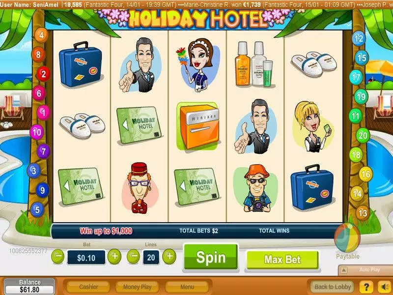 Holiday Hotel Slots made by NeoGames - Main Screen Reels