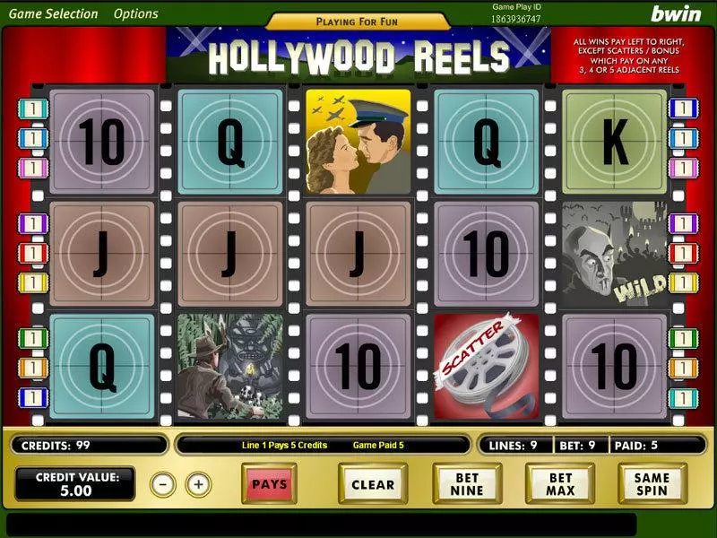 Hollywood Reels Slots made by Amaya - Main Screen Reels