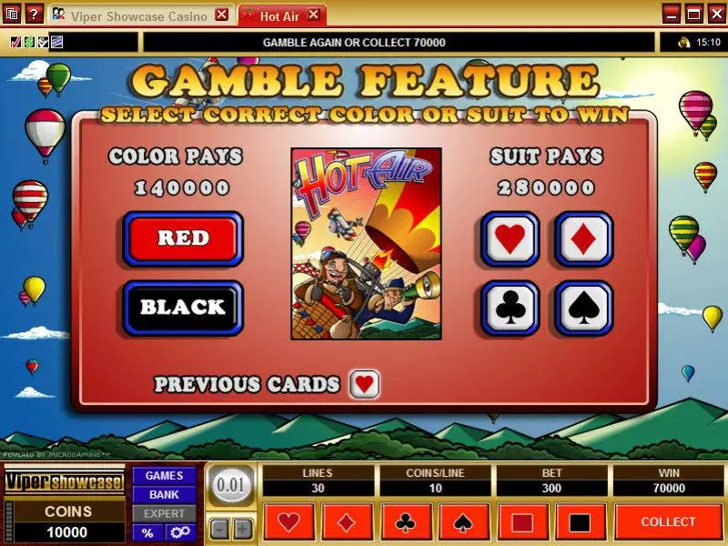 Hot Air Slots made by Microgaming - Gamble Screen