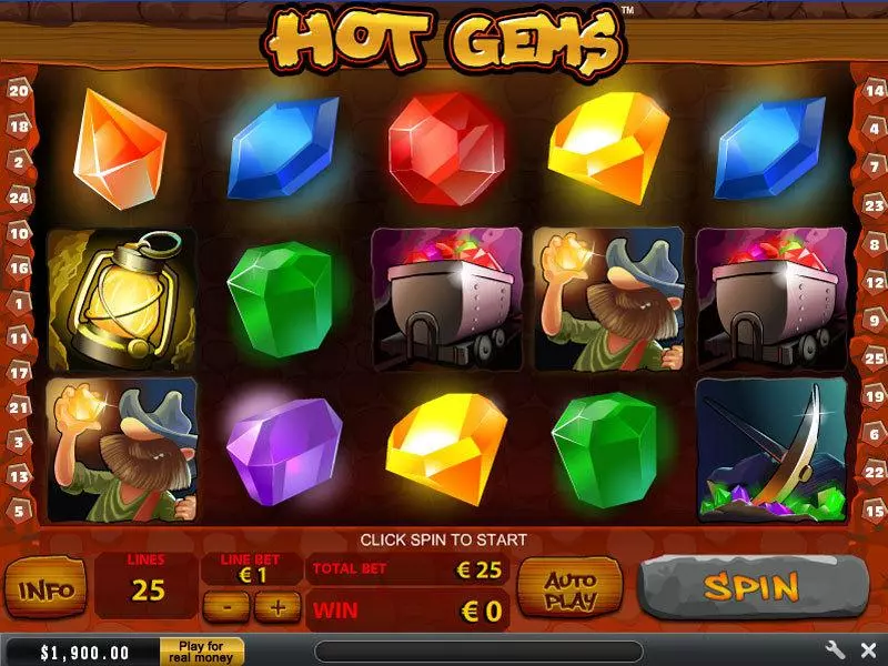 Hot Gems Slots made by PlayTech - Main Screen Reels
