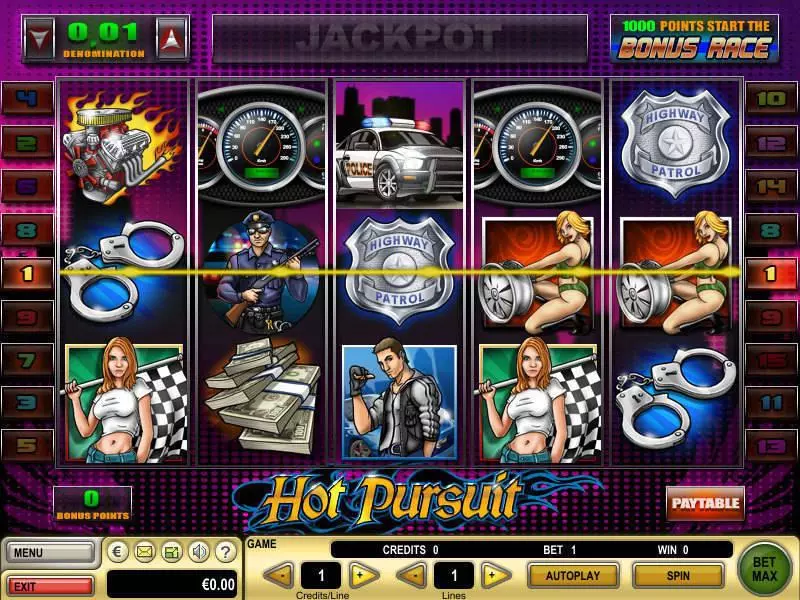 Hot Pursuit Slots made by GTECH - Main Screen Reels