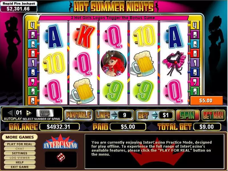 Hot Summer Nights Slots made by CryptoLogic - Main Screen Reels