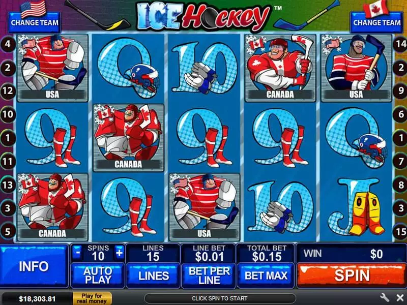 Ice Hockey Slots made by PlayTech - Main Screen Reels