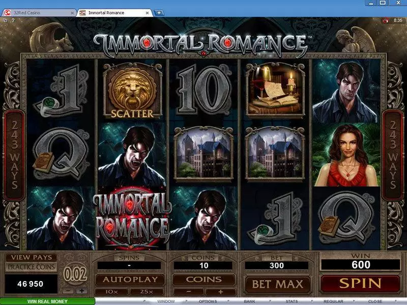 Immortal Romance Slots made by Microgaming - Main Screen Reels