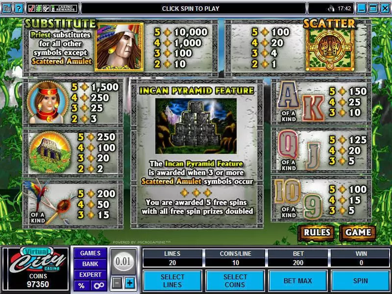 Inca Gold Slots made by Microgaming - Info and Rules