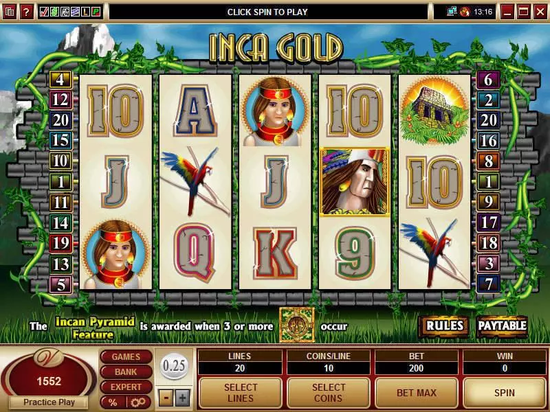 Inca Gold Slots made by Microgaming - Main Screen Reels