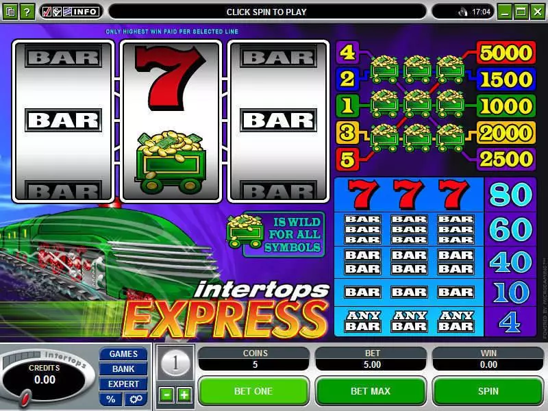 Intertops Express Slots made by Microgaming - Main Screen Reels