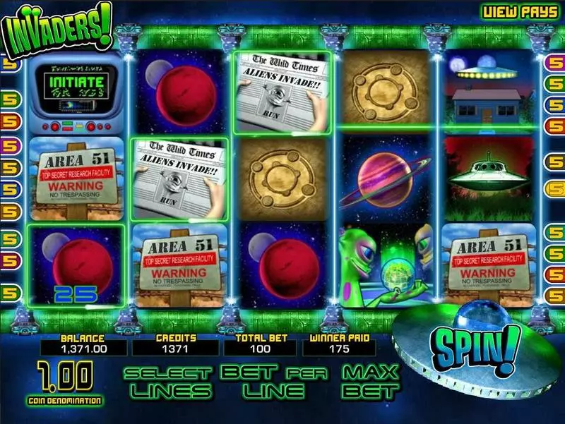 Invaders Slots made by BetSoft - Introduction Screen