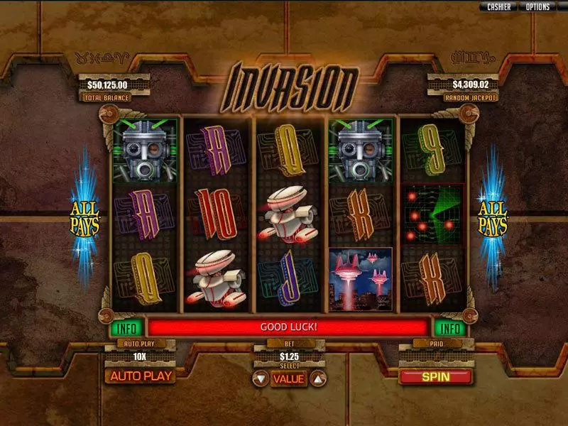 Invasion Slots made by RTG - Main Screen Reels