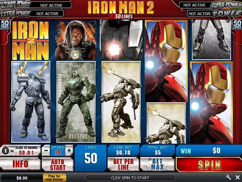 Iron Man 2 50 Line Slots made by PlayTech - Main Screen Reels