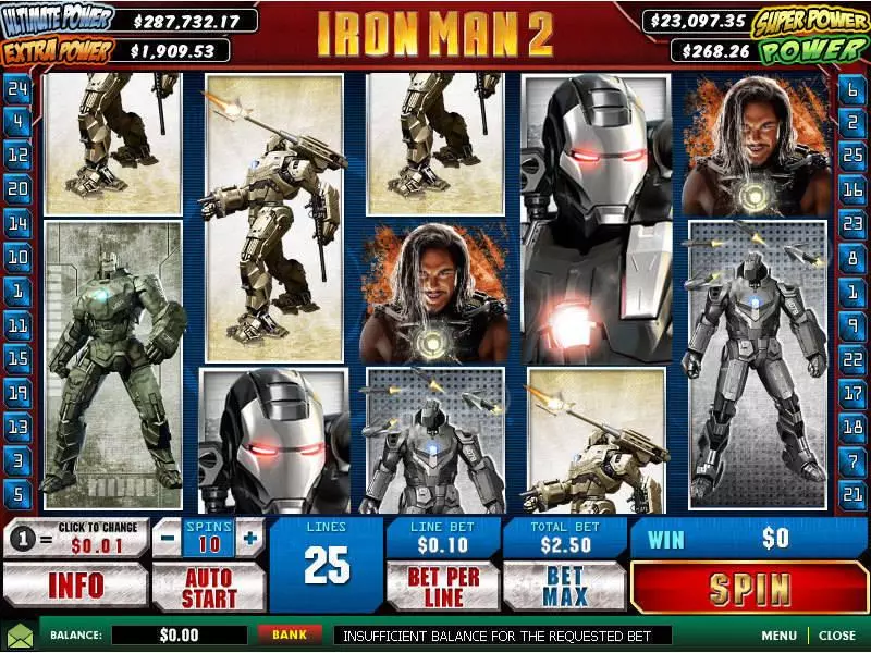 Iron Man 2 Slots made by PlayTech - Main Screen Reels