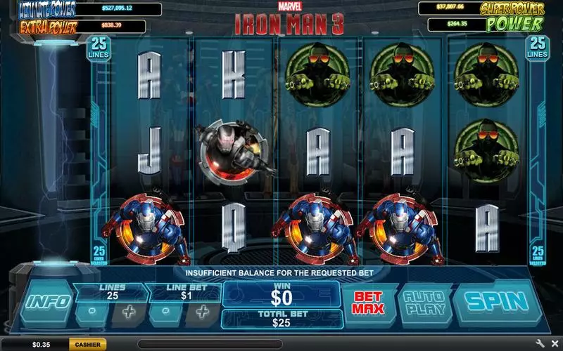 Iron Man 3 Slots made by PlayTech - Main Screen Reels