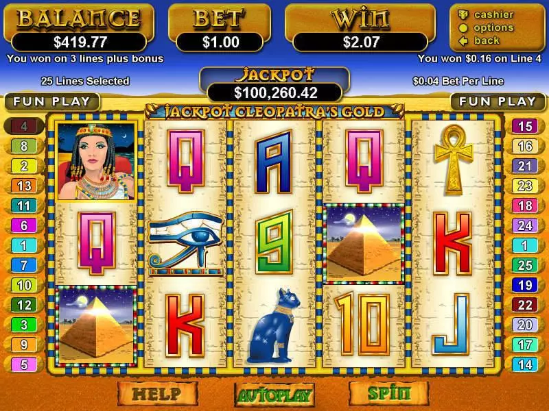 Jackpot Cleopatra's Gold Slots made by RTG - Main Screen Reels