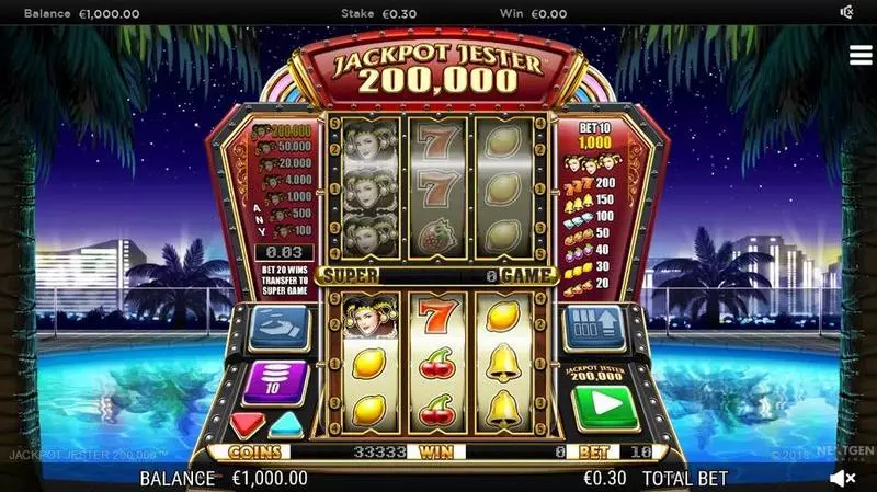 Jackpot Jester 200000  Slots made by NextGen Gaming - Main Screen Reels
