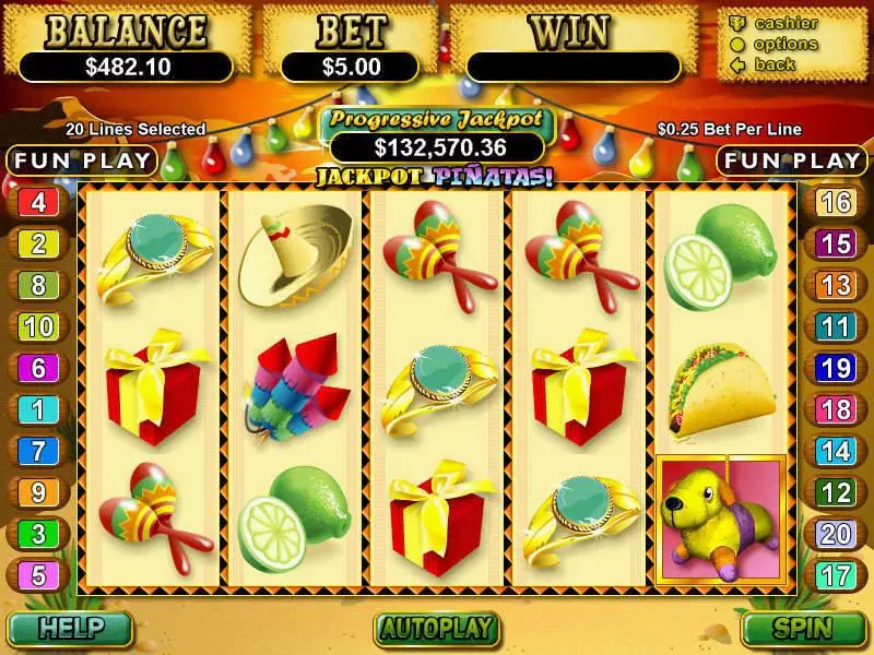 Jackpot Pinatas Slots made by RTG - Main Screen Reels