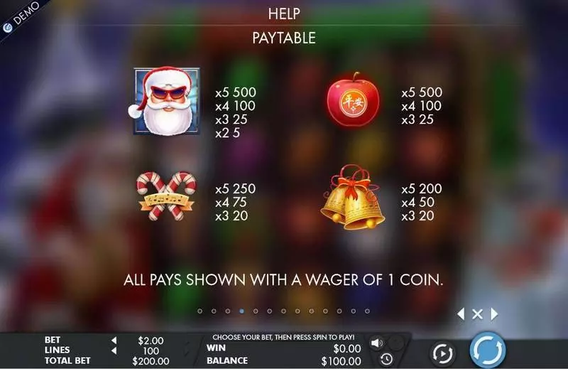 Jazzy Christmas Slots made by Genesis - Paytable