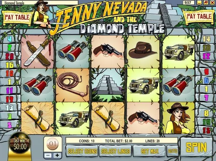 Jenny Nevada And The Diamond Temple Slots made by Rival - Main Screen Reels