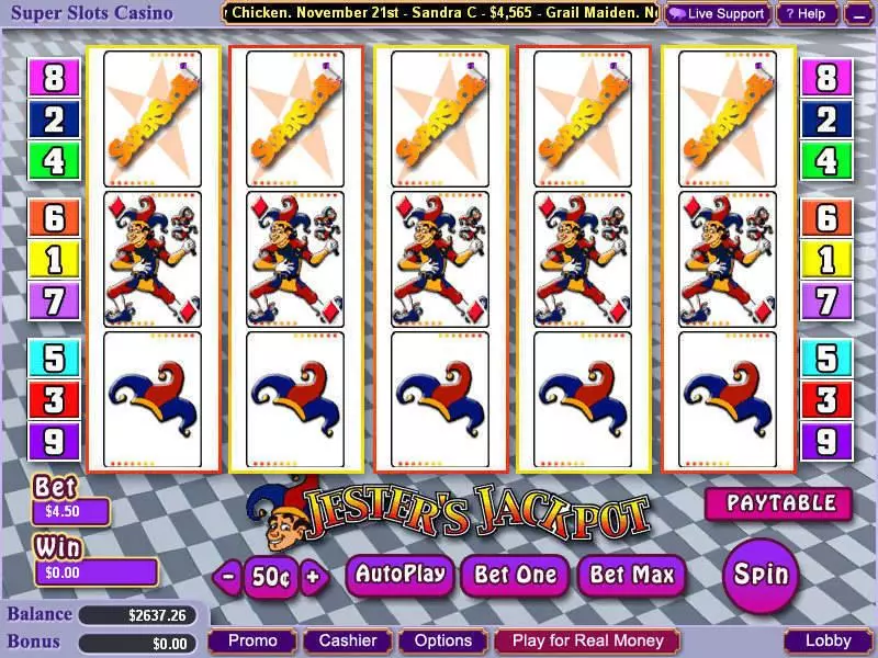 Jester's Jackpot Slots made by WGS Technology - Main Screen Reels
