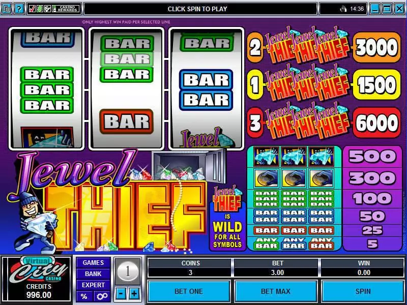 Jewel Thief Slots made by Microgaming - Main Screen Reels