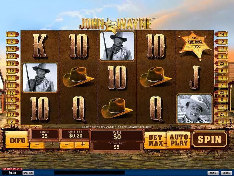 John Wayne Slots made by PlayTech - Main Screen Reels