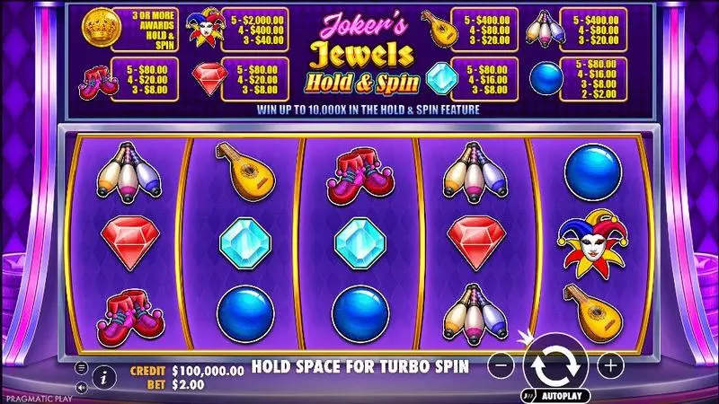 Joker’s Jewels Hold & Spin Slots made by Pragmatic Play - Main Screen Reels