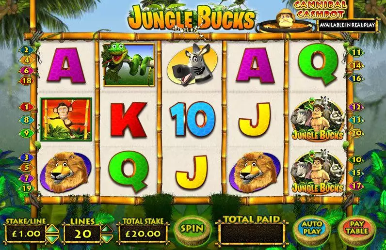 Jungle Bucks Slots made by Inspired - Main Screen Reels