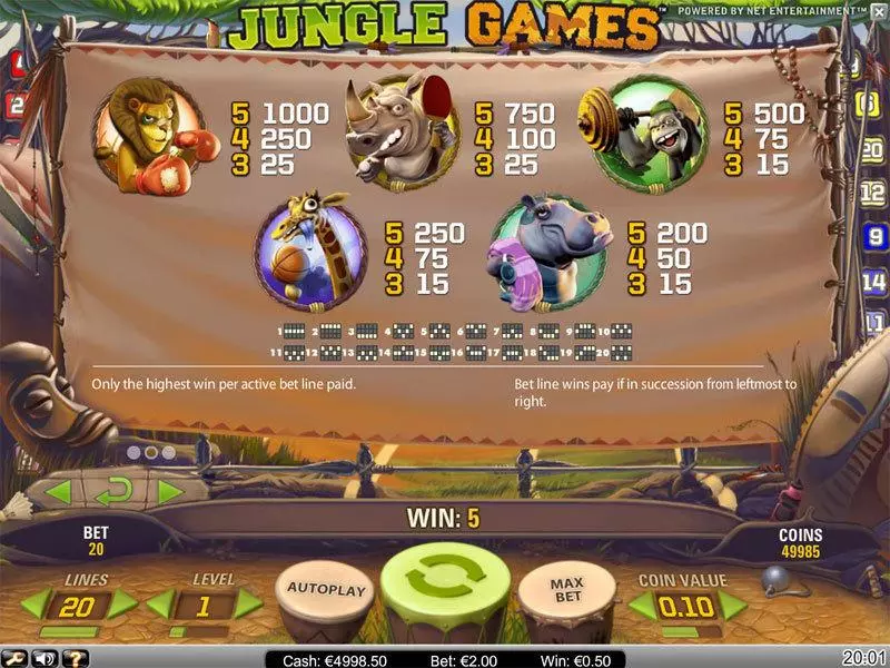Jungle Games Slots made by NetEnt - Info and Rules