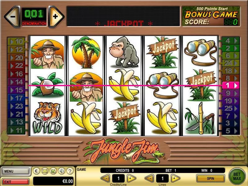Jungle Jim Slots made by GTECH - Main Screen Reels