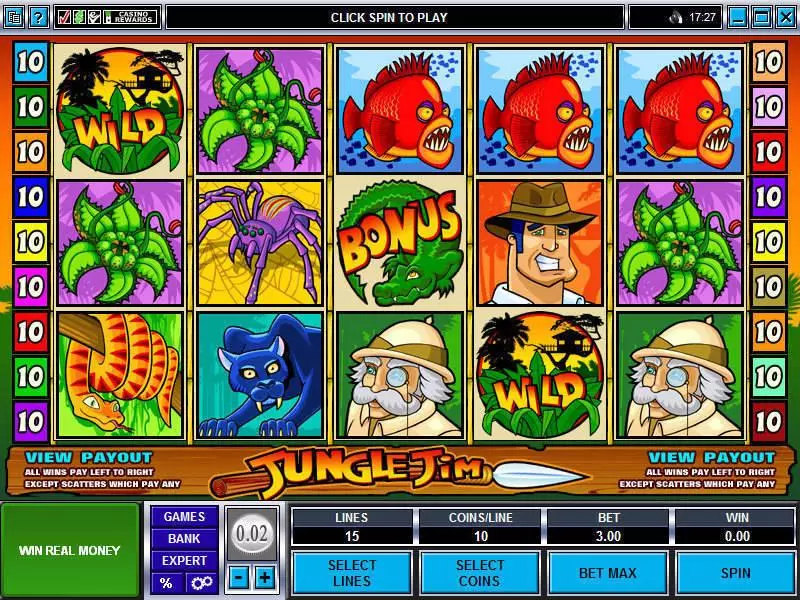 Jungle Jim Slots made by Microgaming - Main Screen Reels