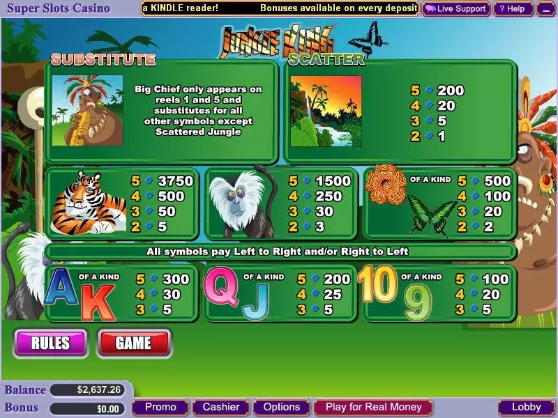 Jungle King Slots made by WGS Technology - Info and Rules