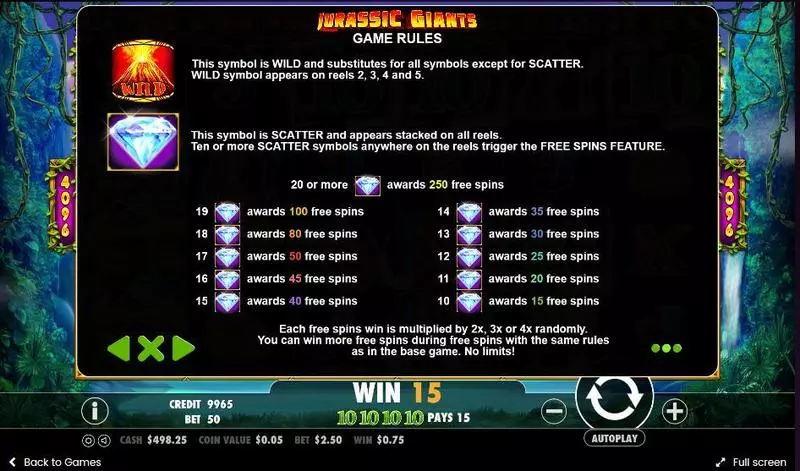 Jurassic Giants Slots made by Pragmatic Play - Paytable
