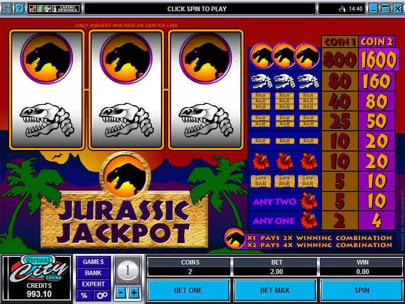 Jurassic Jackpot Slots made by Microgaming - Main Screen Reels