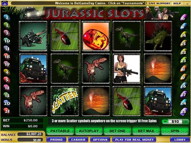 Jurassic Slots made by WGS Technology - Main Screen Reels