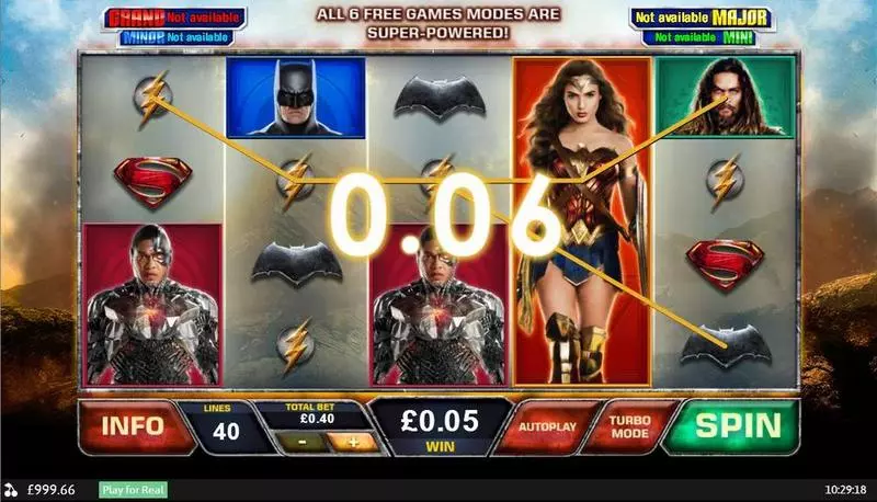 Justice League Slots made by PlayTech - Main Screen Reels