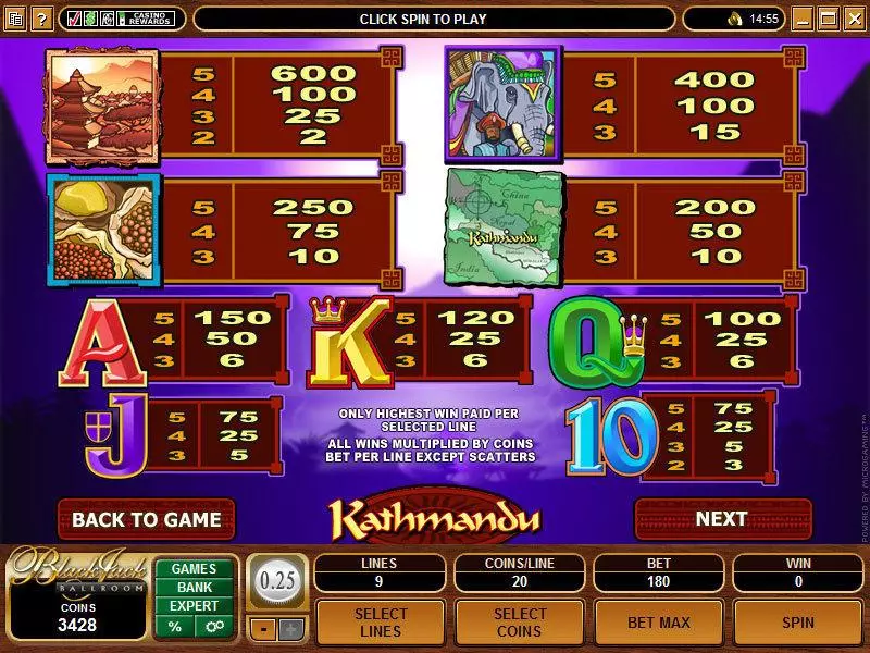 Kathmandu Slots made by Microgaming - Info and Rules