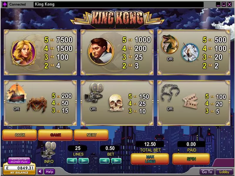 King Kong Slots made by 888 - Info and Rules