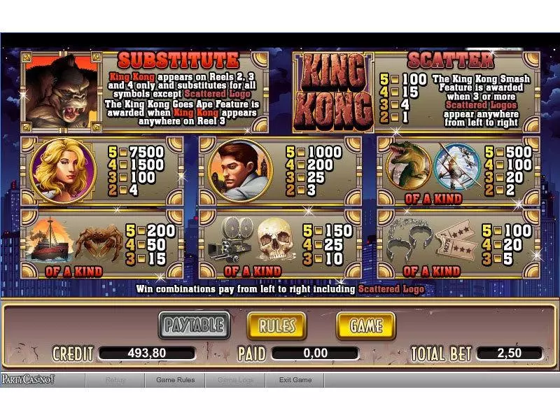 King Kong Slots made by bwin.party - Info and Rules