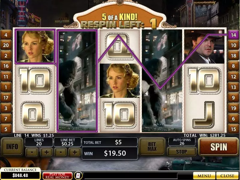King Kong Slots made by PlayTech - Bonus 1