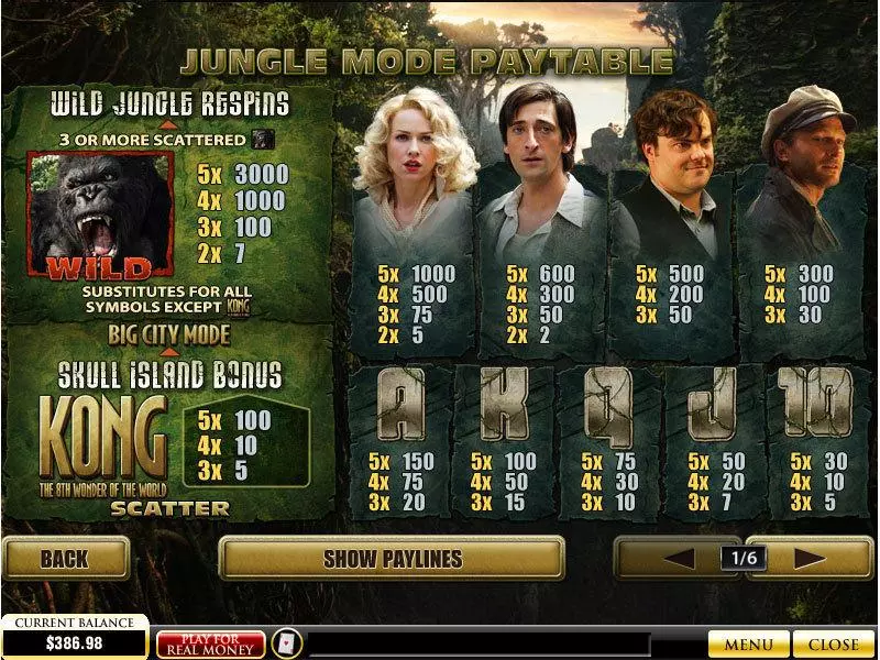 King Kong Slots made by PlayTech - Info and Rules