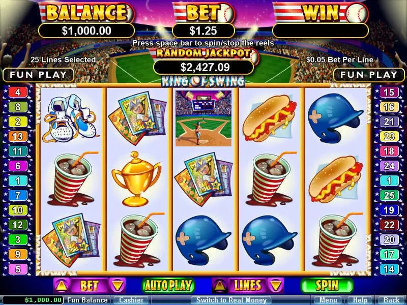 King of Swing Slots made by RTG - Main Screen Reels